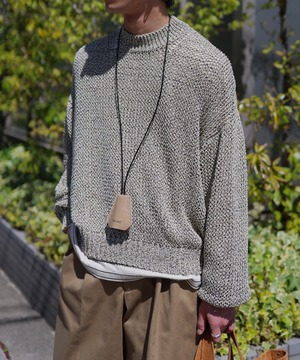 UNUSED / US2556 DROP PULLOVER KNIT(YELLOW×BEIGE)