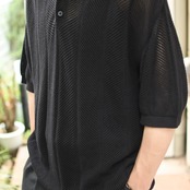 mesh knit polo black