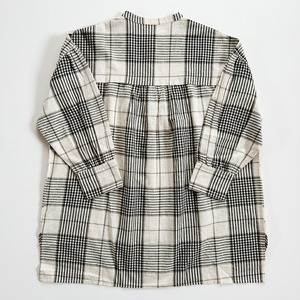 Cotton linen check switch blouse