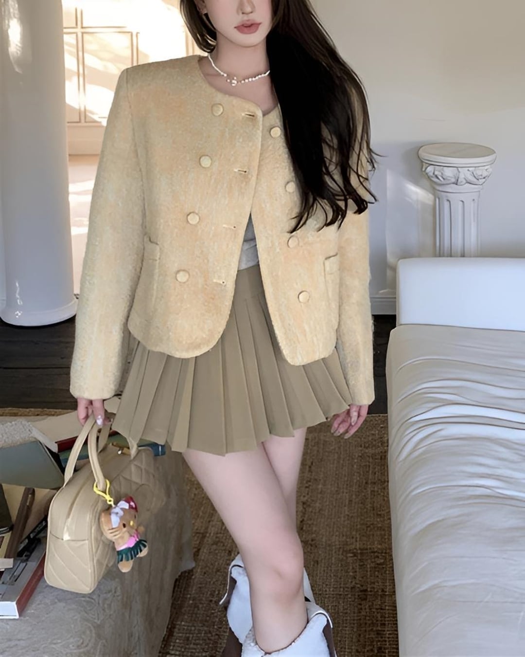 ノーカラーダブルブレストジャケット 24W10058