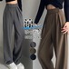 ワイドパンツ 春 夏 秋 レディース ガウチョパンツ ロング スラックス ストレートパンツ ハイウエスト マジックテープ ゆったり スリム 着痩 美脚 通勤