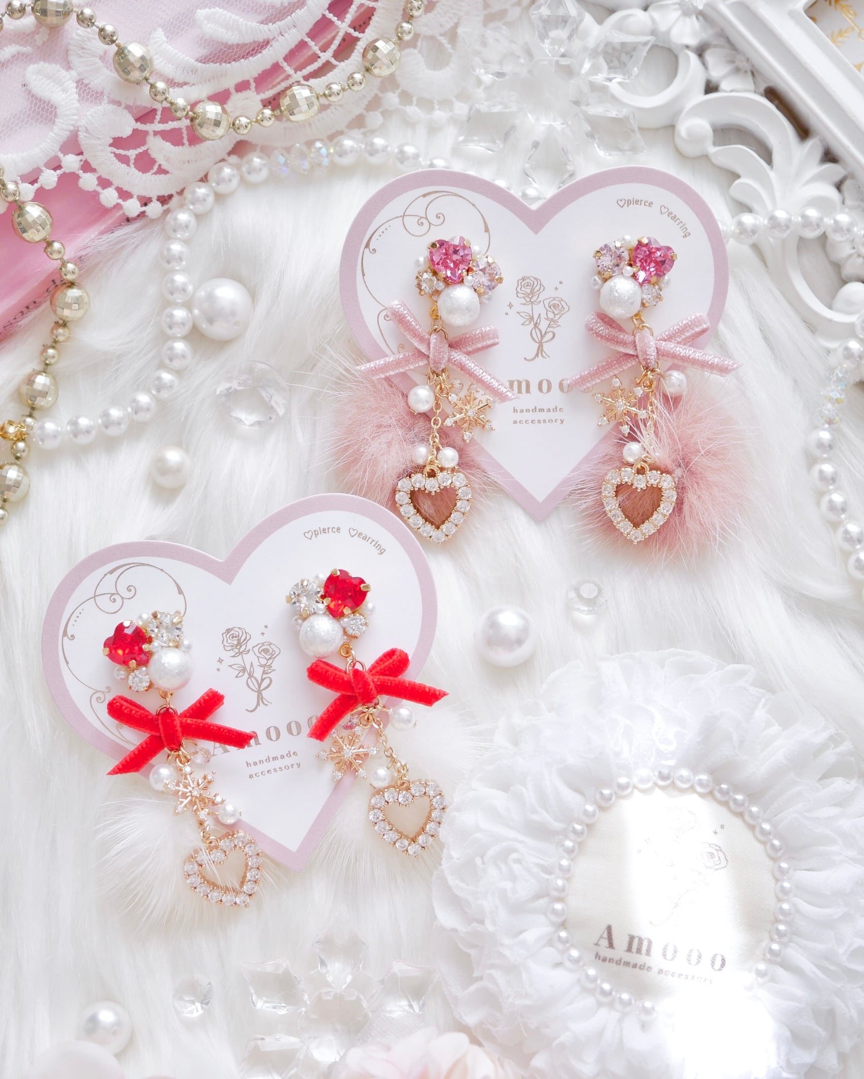 【12月限定】71212 ラブハートフラッフィーファービジューピアス/イヤリング