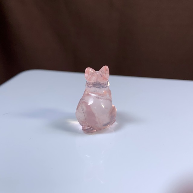 13.超透明☆モザンビーク産ローズクォーツ・うさぎさん