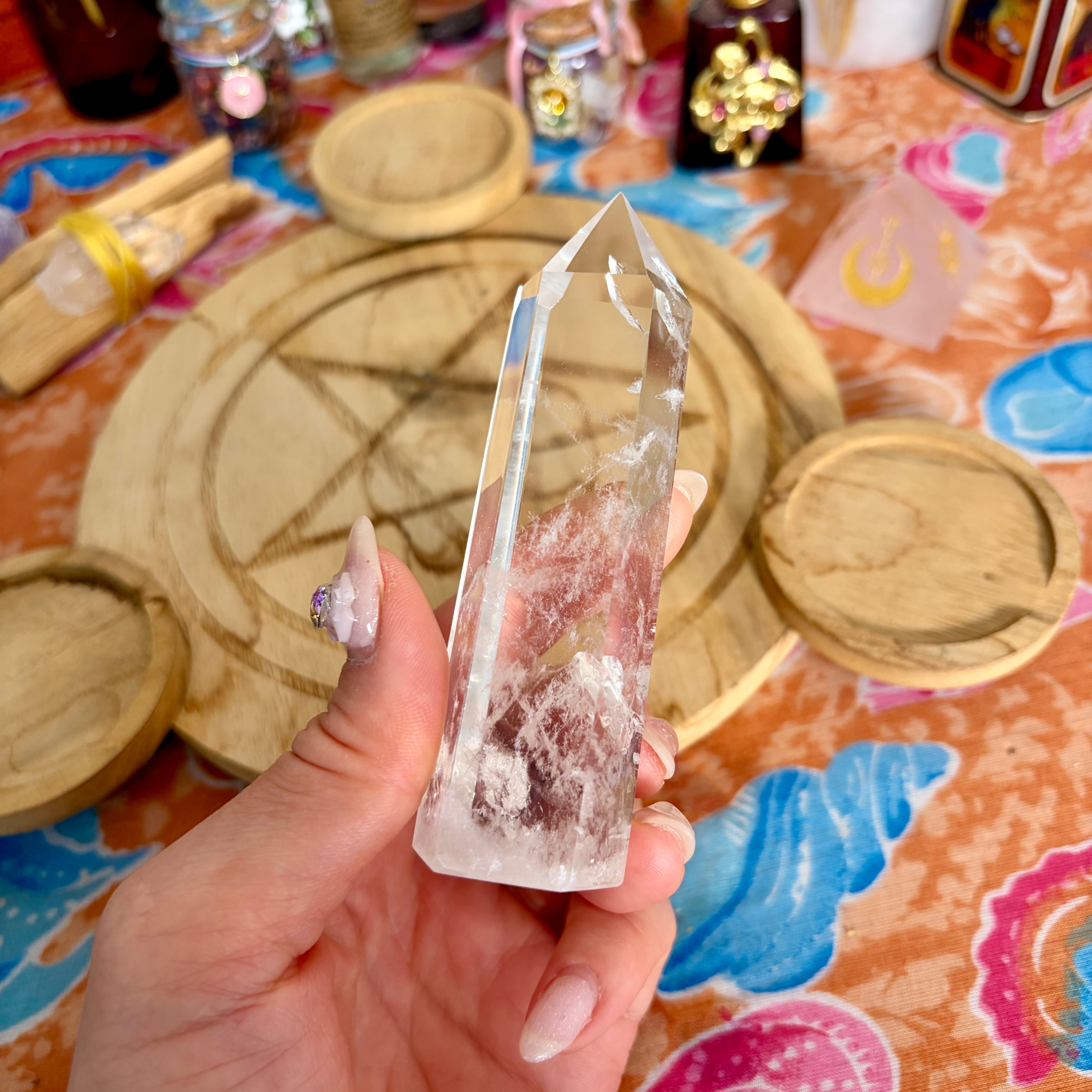 クリスタルクォーツタワー　水晶タワー 魔女の祭壇】 水晶 / クリアクォーツ の ポイントタワー D