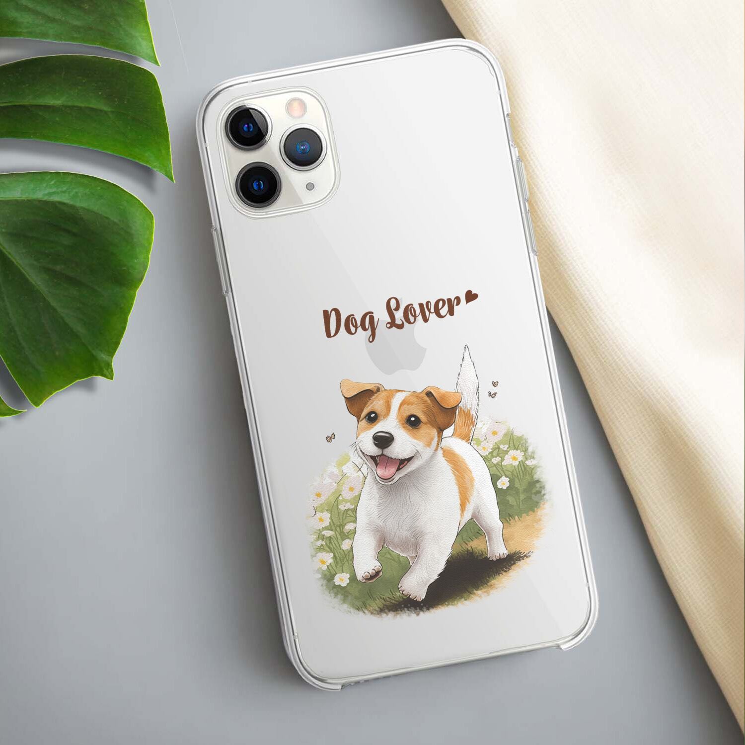 自然に囲まれた ジャックラッセルテリア 】 スマホケース クリアソフト