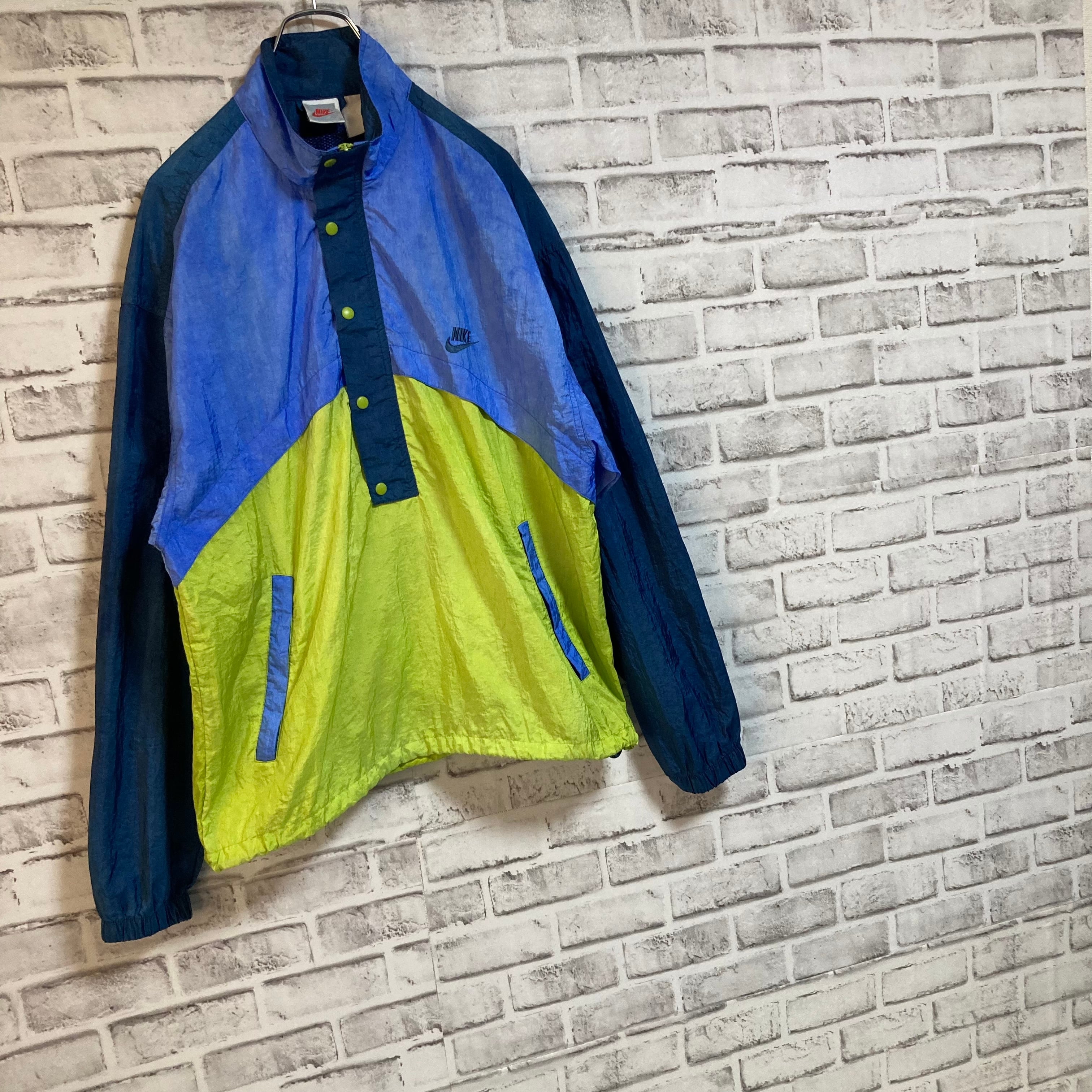 90s NIKE ナイキ ナイロンジャケット ハーフジップ グリーン 銀タグL