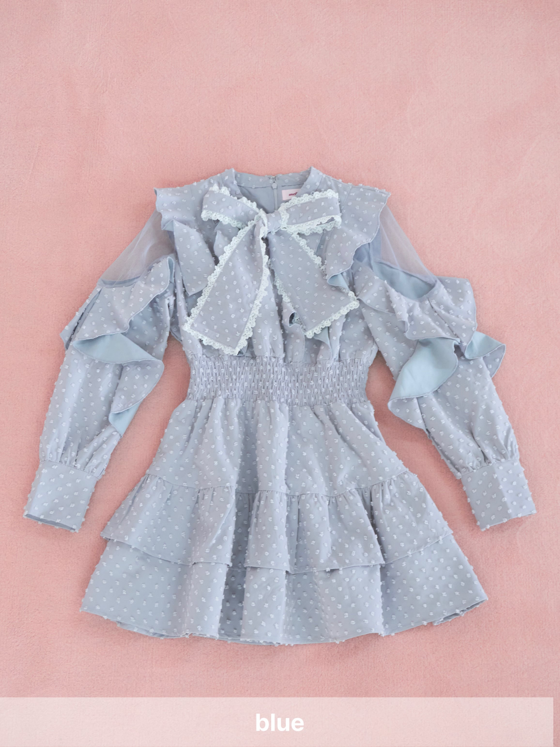 meltie めろいティアードミニワンピース青(正規品) めろいティアードミニワンピース | meltie