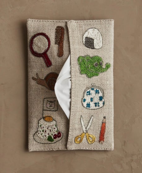【新品】CORAL＆TUSKコーラル＆タスク猫・犬 刺繍リネンティッシュカバー 新品CORAL＆TUSKコーラル＆タスク猫・犬 刺繍リネンティッシュカバー