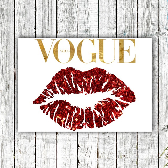 "VOGUE LIPS" White / 【アートポスター専門店 Aroma of Paris】[SD-000568]