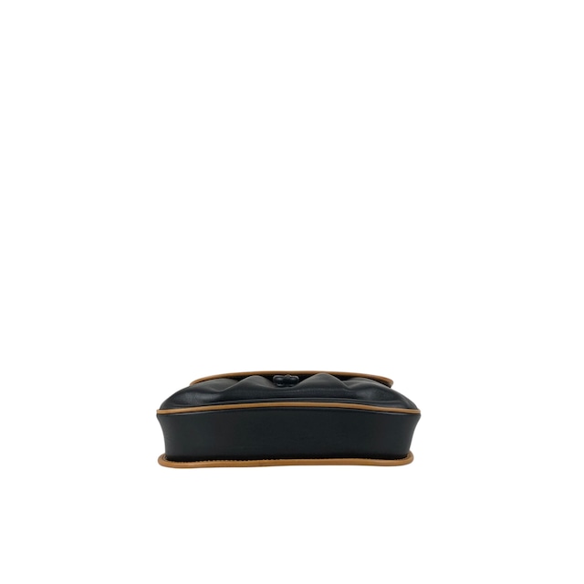 CELINE セリーヌ ショルダーバッグ ブラック×ブラウン ブラゾン型押し PVC レザー フラップ vintage ヴィンテージ オールド f8fsrs