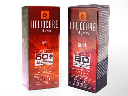 【ヘリオケア　ウルトラ　SPF90ジェル】　超強力なSPF90かつ肌に優しいとされる話題の日焼け止めです。敏感な肌繊細になっている肌を紫外線(UVA/UVB)から守ります。