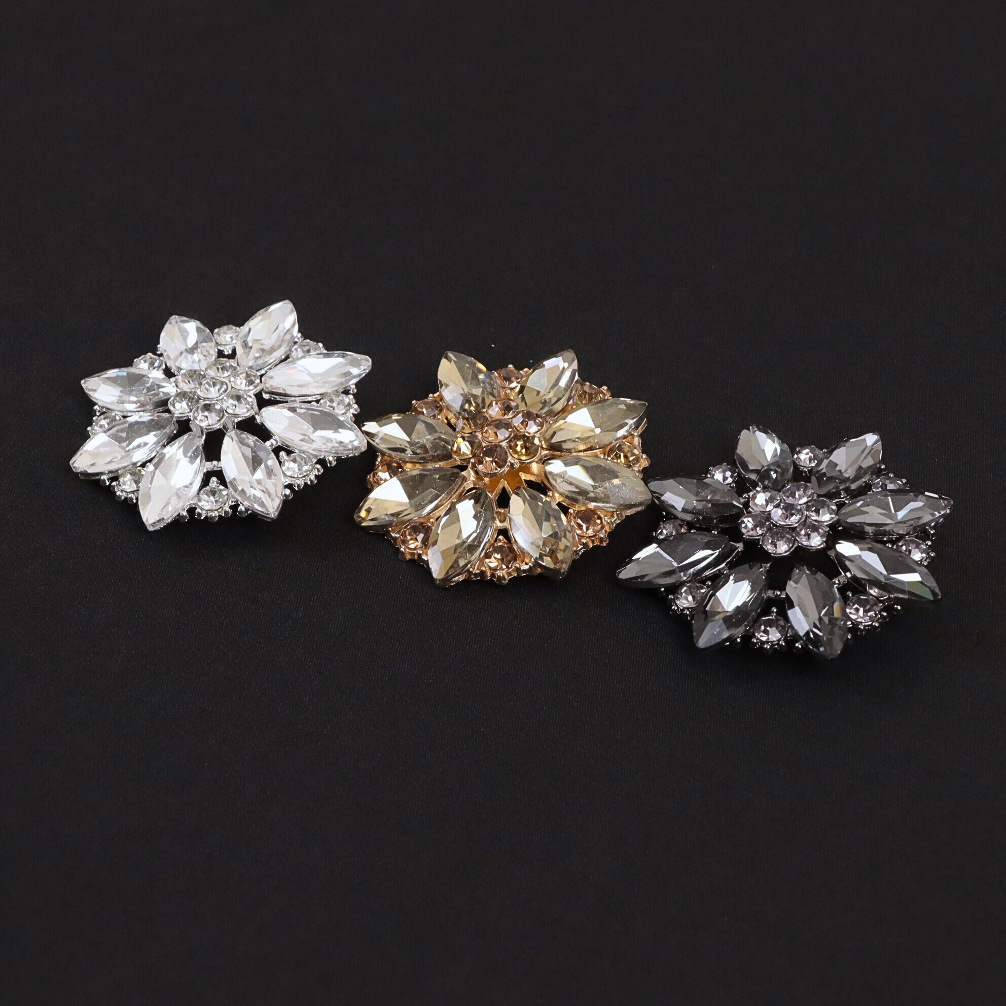 フラワー パーツ お花 スノークリスタル 金属 シルバー ゴールド