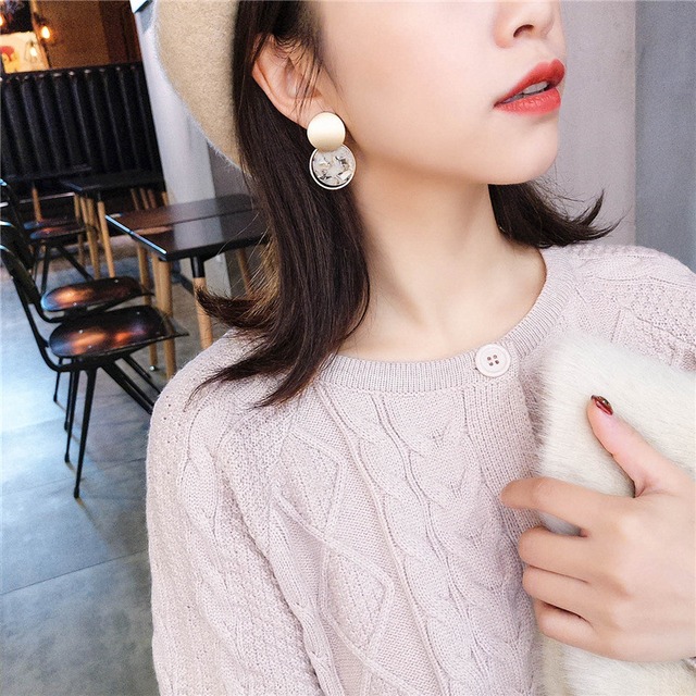 ピアス　マーブル　ニュアンスカラー　大ぶり　サークル重ね