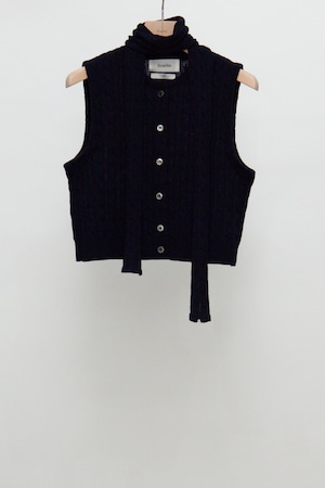 Ernie Palo x TAN Cable Knit Vest with Scarf - Navy