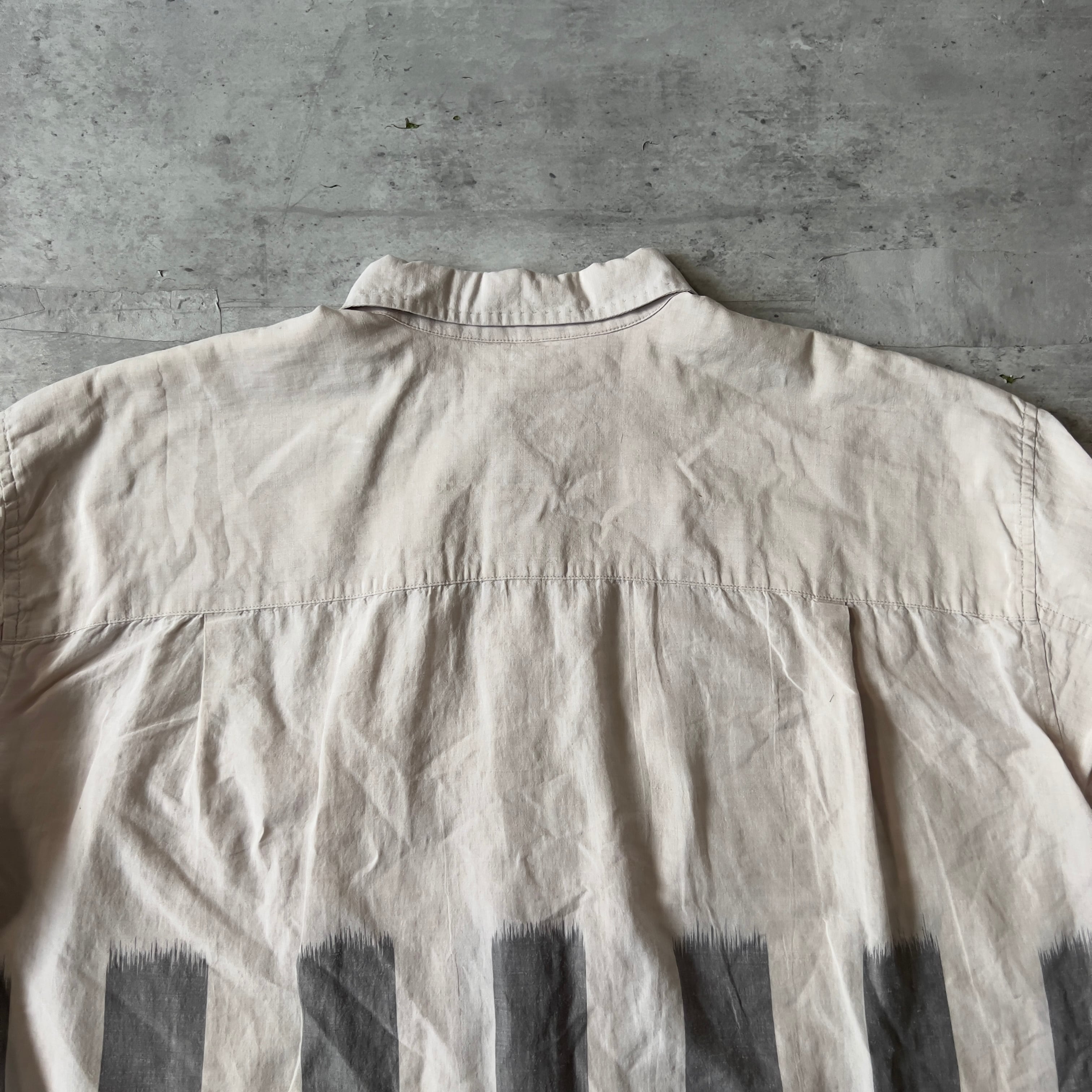 90s “ISSEY MIYAKE” 黒タグ cotton × linen box silhouette shirt