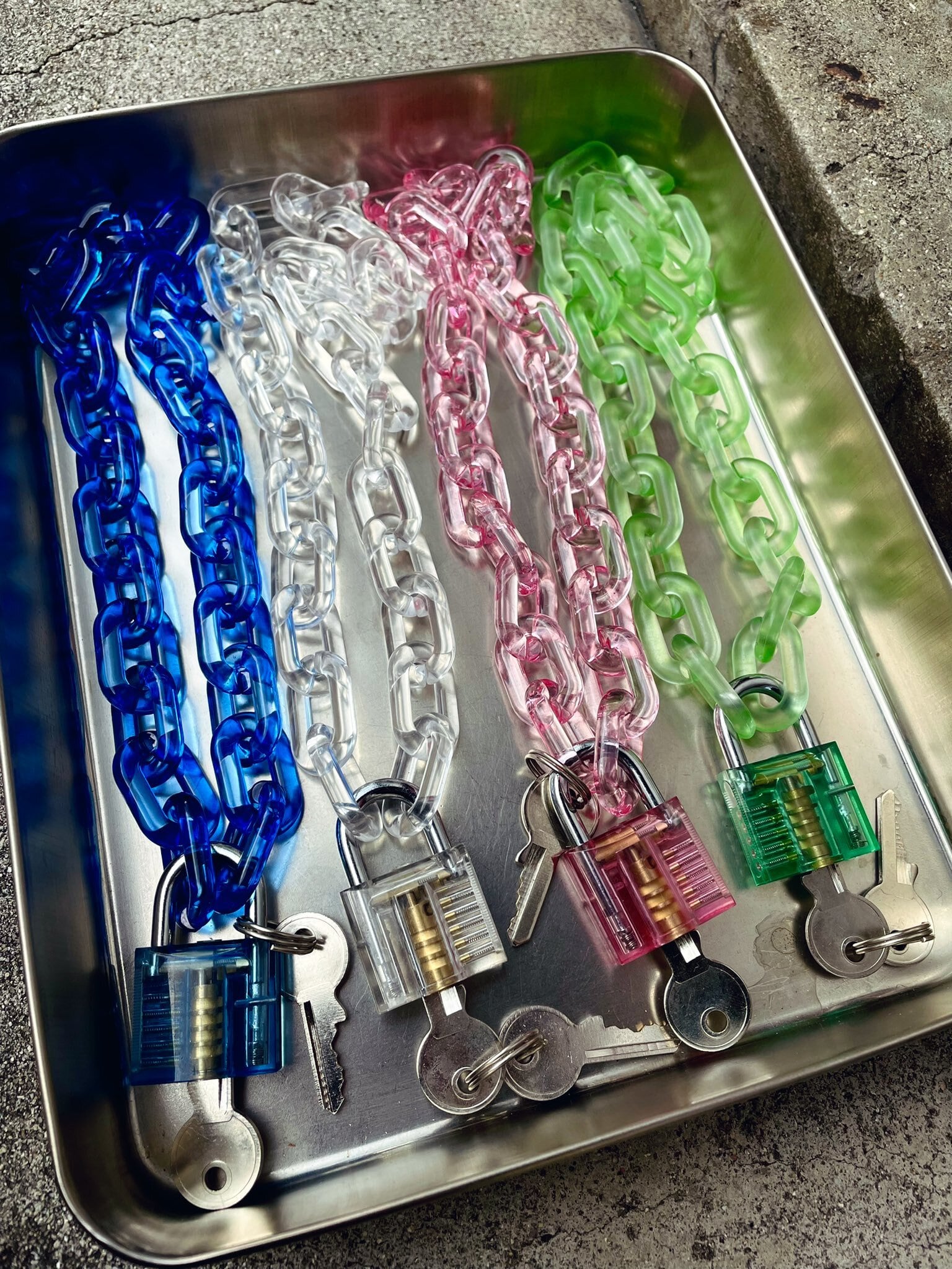 スケルトン南京錠ネックレス クリアチェーンver 夢見るギロチン アングラ オカルトジュエリー