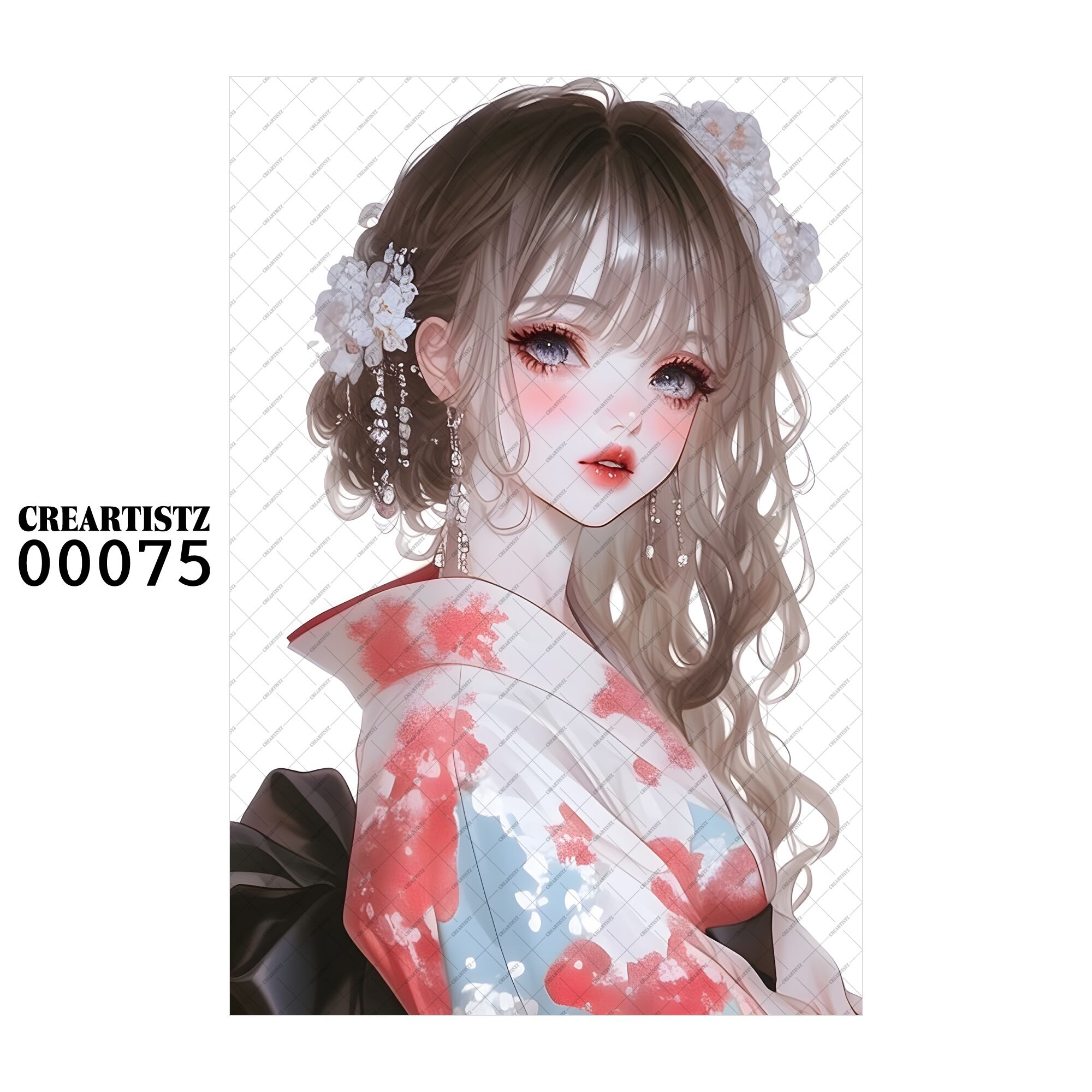 00075 ガール キュート オリジナル ペーパー/ステッカー 4枚セット CREARTISTZ