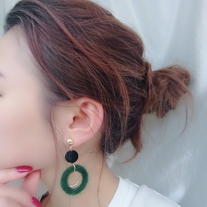 モコモコ hoop pierce green［送料無料］/フープピアス