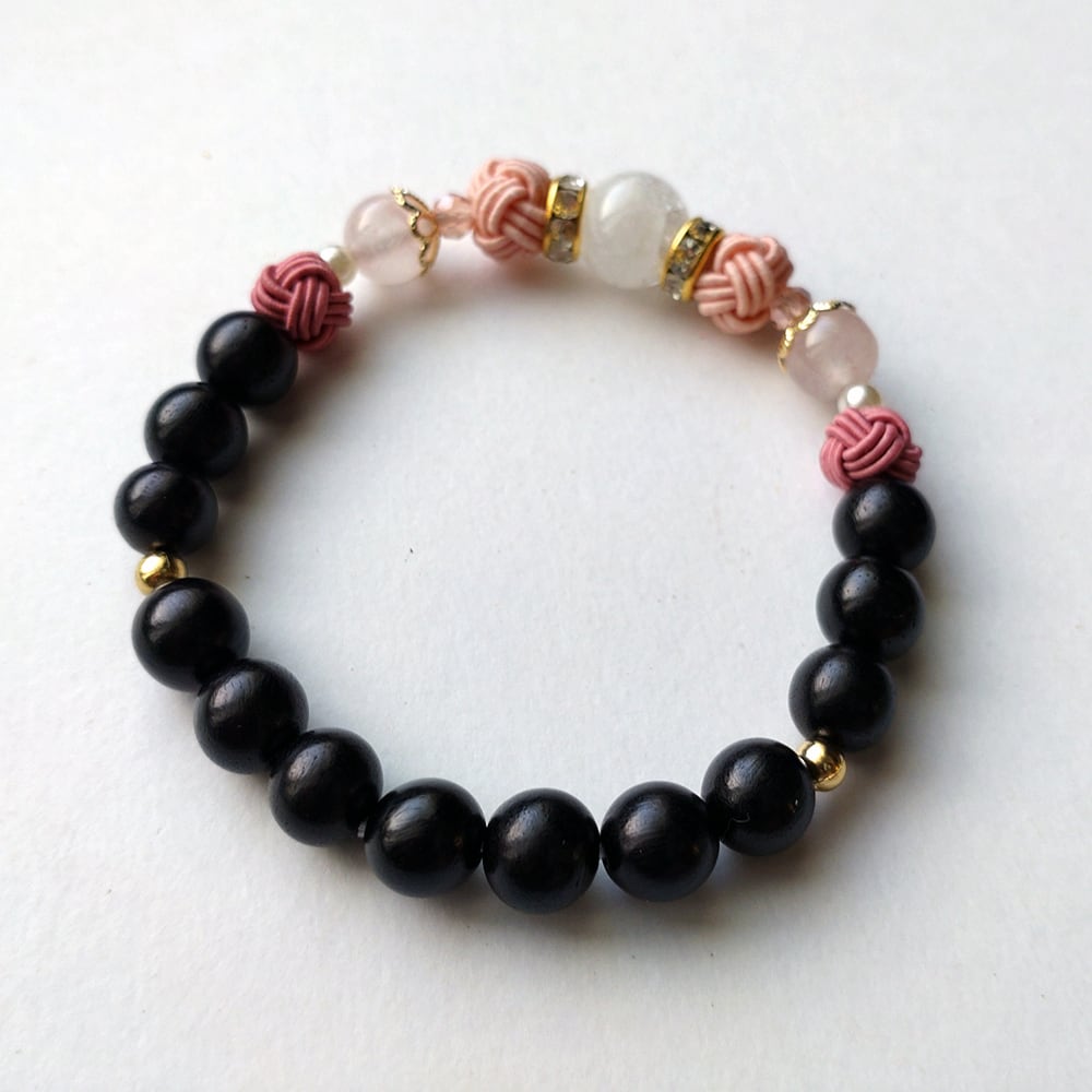 天然石と水引あわじ玉の御守りブレスレット ver3】数珠ブレスレット