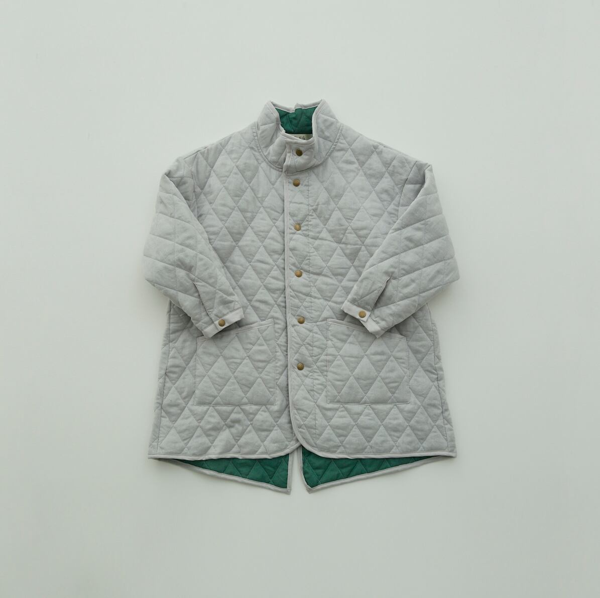 〈 eLfin Folk 〉Cotton lawn Quilt Coat / elf-232F24 / アウター / light gray / 140?155