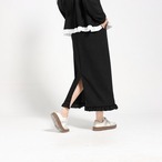 裾フリル ストレッチロングスカート
