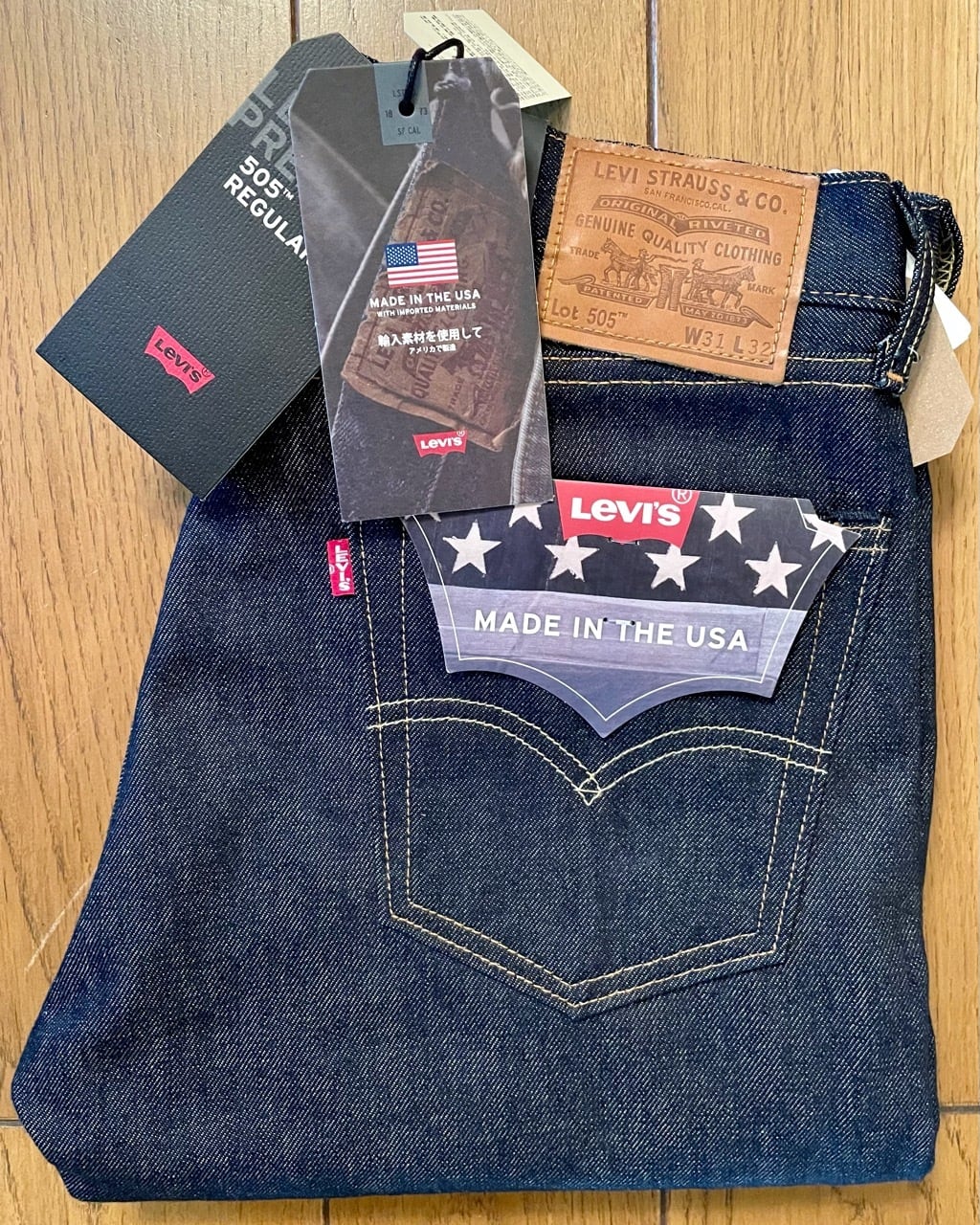 新品 LEVI'S 505 MADE IN THE USA セルビッジデニム リジット W31-L32
