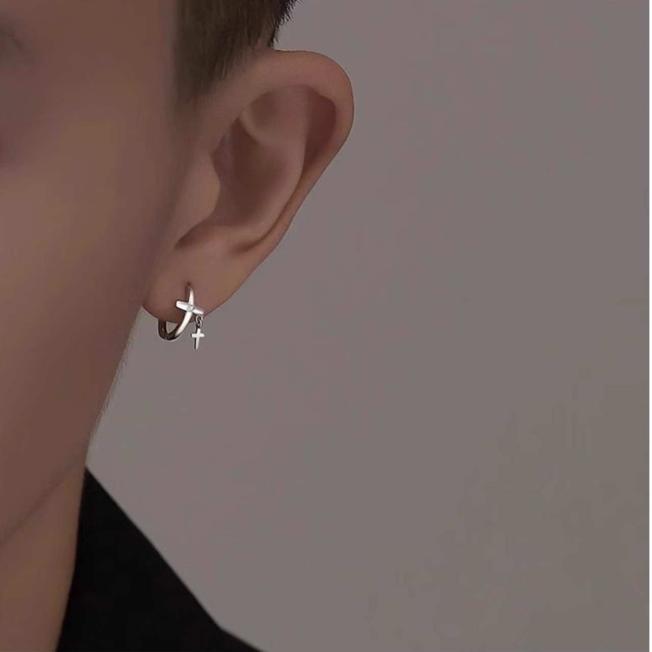 クロスチャーム フープ型 ピアス af0180