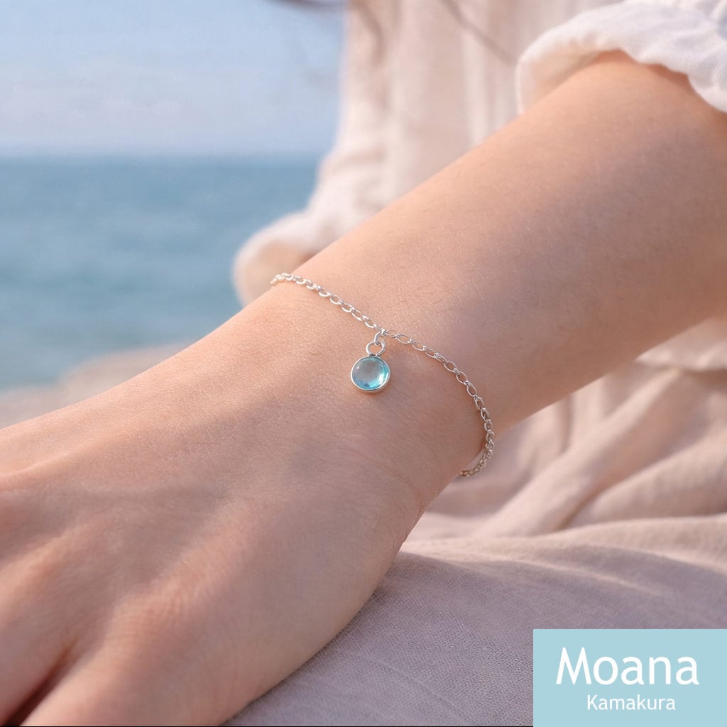 ラウンドドロップブレスレット Crystal Light Blue | 鎌倉・小町の