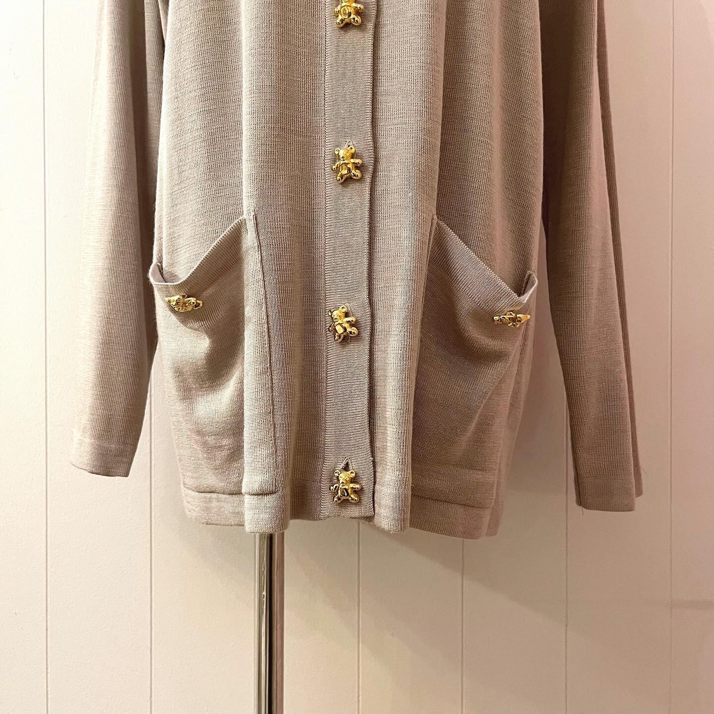 gold bear button long cardigan