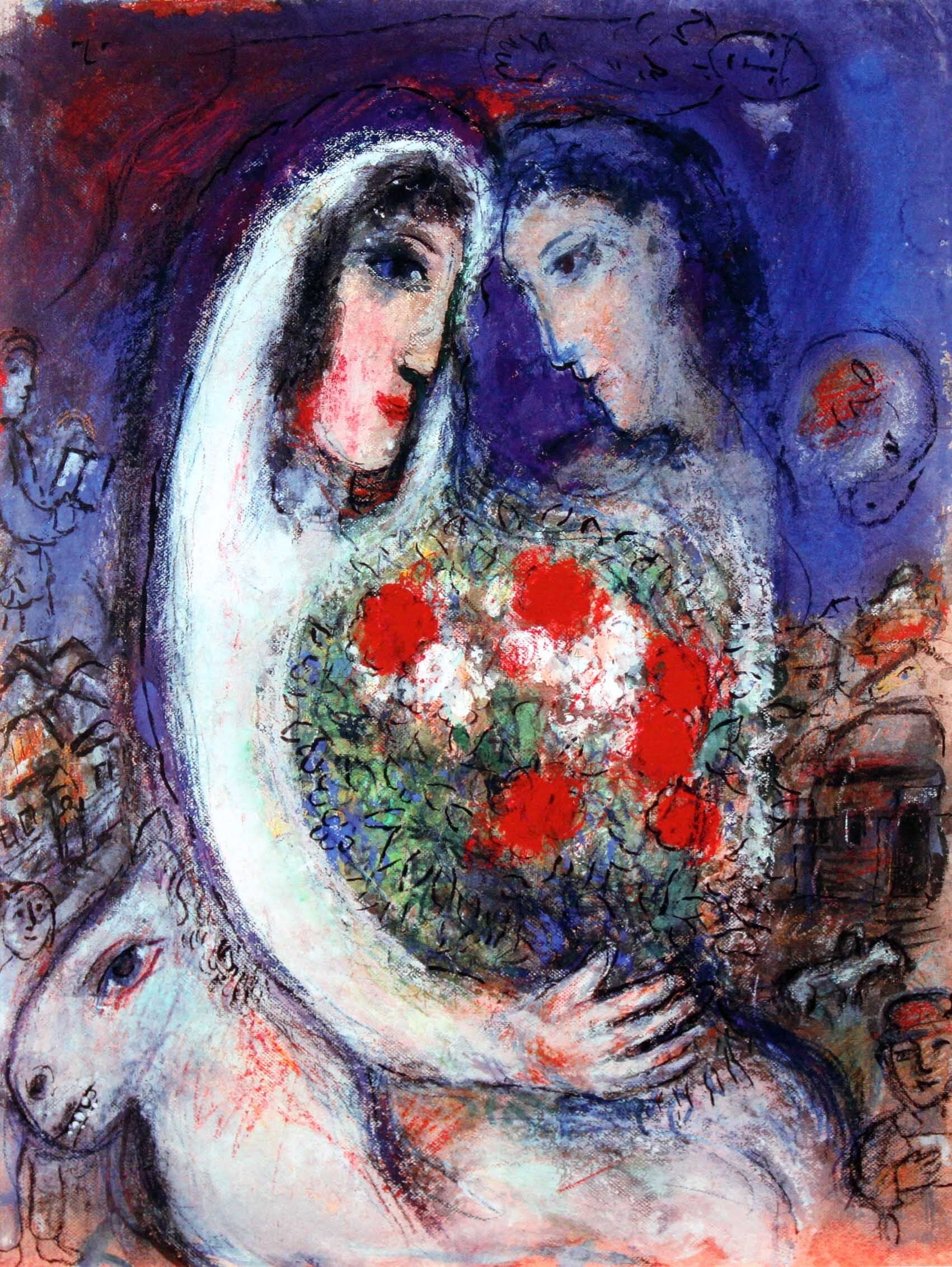 マルク シャガール絵画「結婚」額縁4色選択可能 作品証明書 展示 マルク シャガール絵画「結婚」額縁4色選択可能 作品証明書 展示