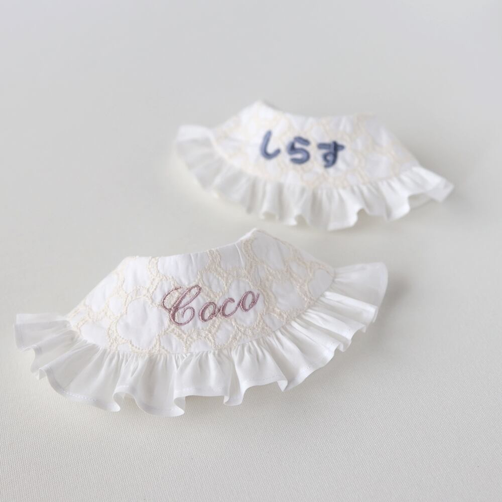 ♥サイズ変更料金込み♥ワンちゃん・ねこフラワーリングフリルスタイ