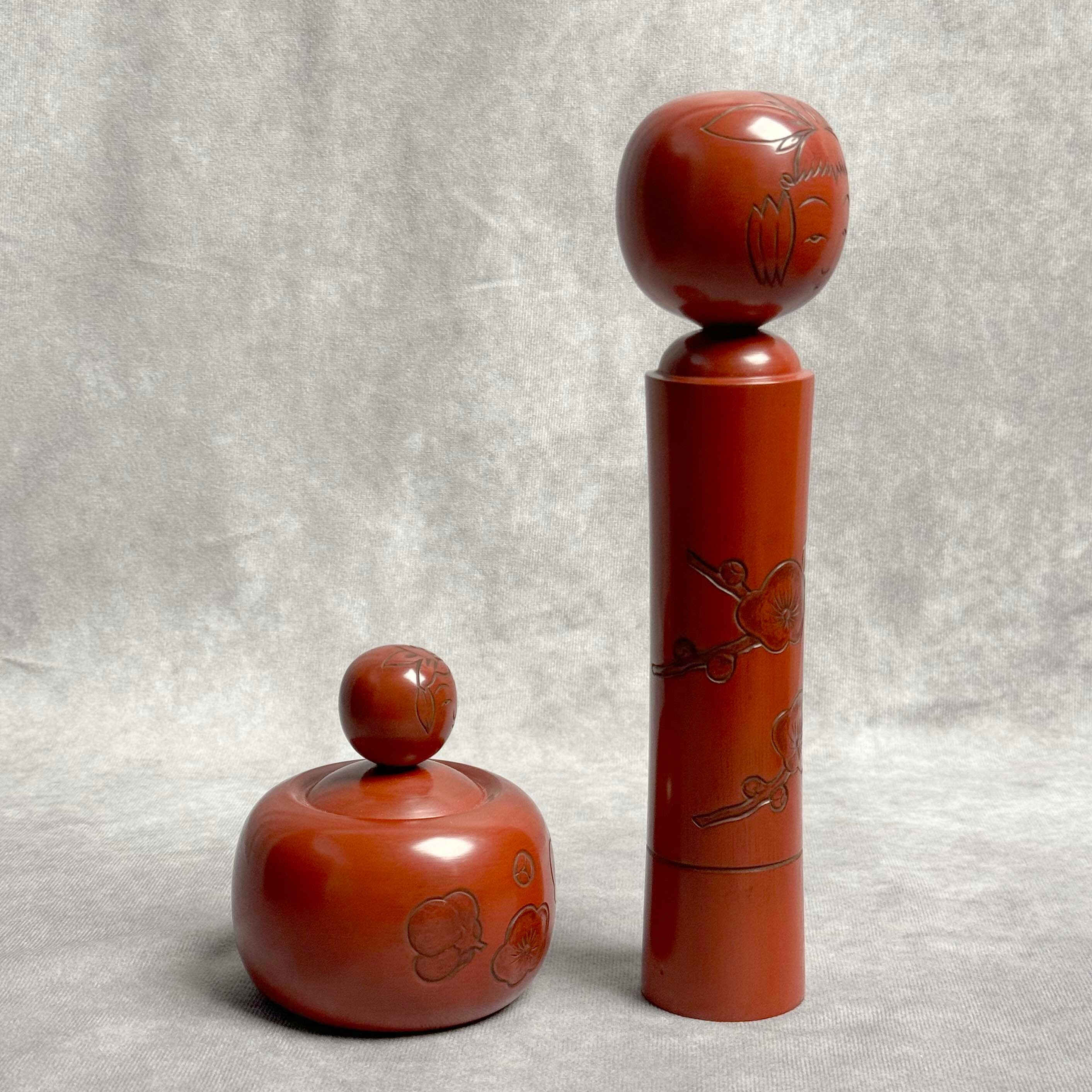 伝統工芸「鎌倉彫こけし」ペア(No.31)