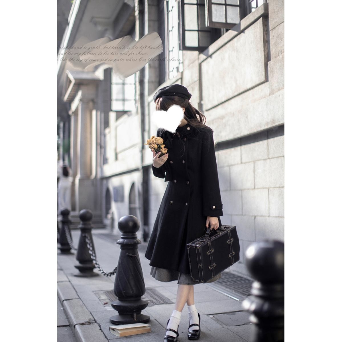 ハイネックダブルブレストコート：ブラック | Maiden's Rêve