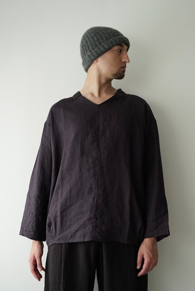 Linen Poplin / V-neck P/O Shirts  (SHIGOKUIRO)