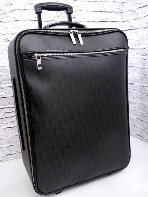 レア◆Dior Homme ディオール トロッター柄 大容量 PVCxレザー トローリーバッグ キャリーケース トラベル バッグ◆ 旅行や出張にも大活躍