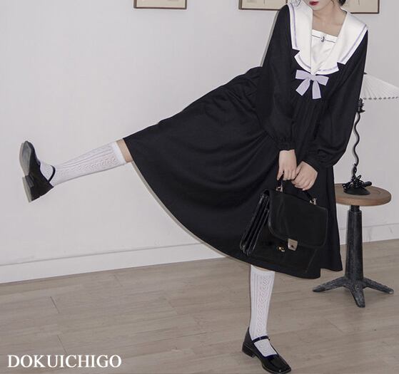 ワンピース レディース 長袖 制服風 セーラー服 ゆめかわいい ゴスロリ 地雷 Tb 795 毒いちご 韓国ファッション