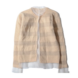 sacai  asym cashmere boder knit cardigan