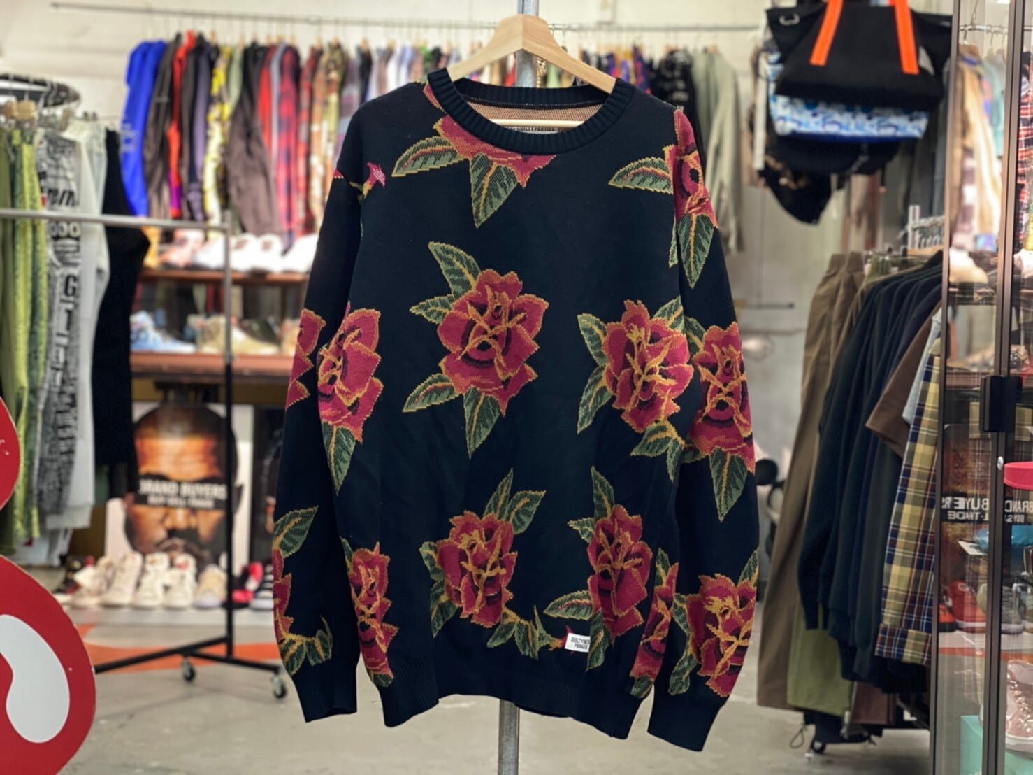 WACKO MARIA FLOWER JACQUARD SWEATER BLACK XL 80KE5636 | BRAND 