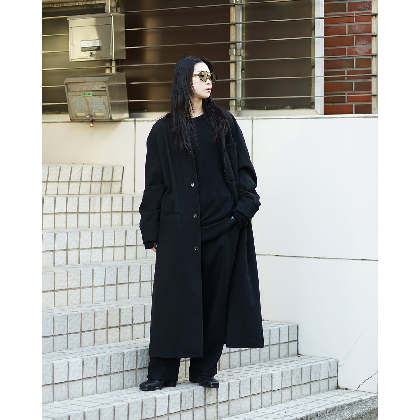 kujaku] (クジャク) C-530 Double Cuﬀ Long Chester Coat | Clique