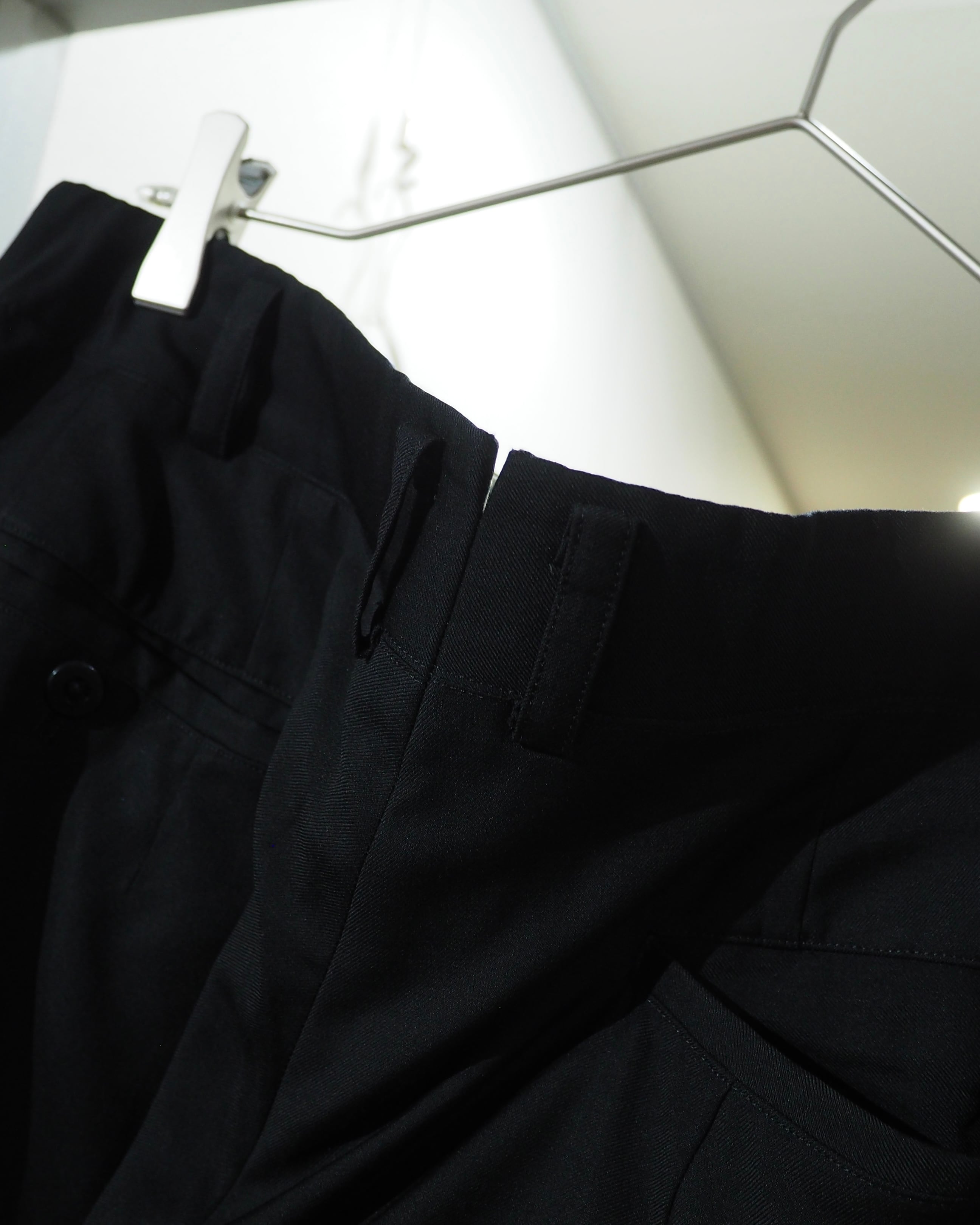 " 鈍艶 " Black Shiny Vintage Wool Wide Slacks Pants