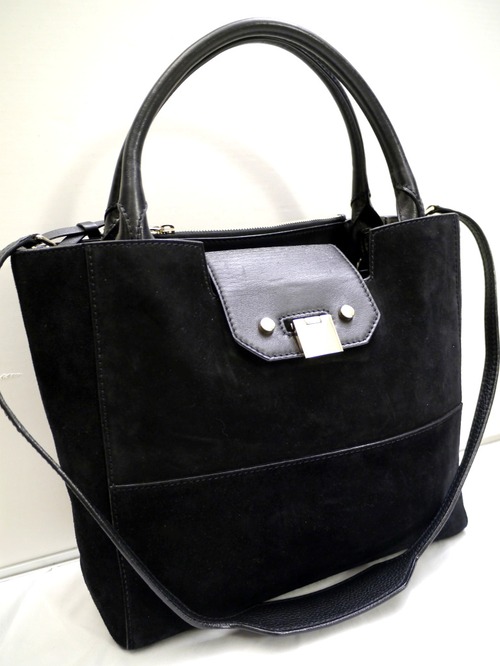 美品18万★JIMMY CHOO ジミーチュウ REBEL A4対応 ビジネス可 2way スエードxレザー トート バッグ 黒★ 書類等も入れやすい万能トート型♪