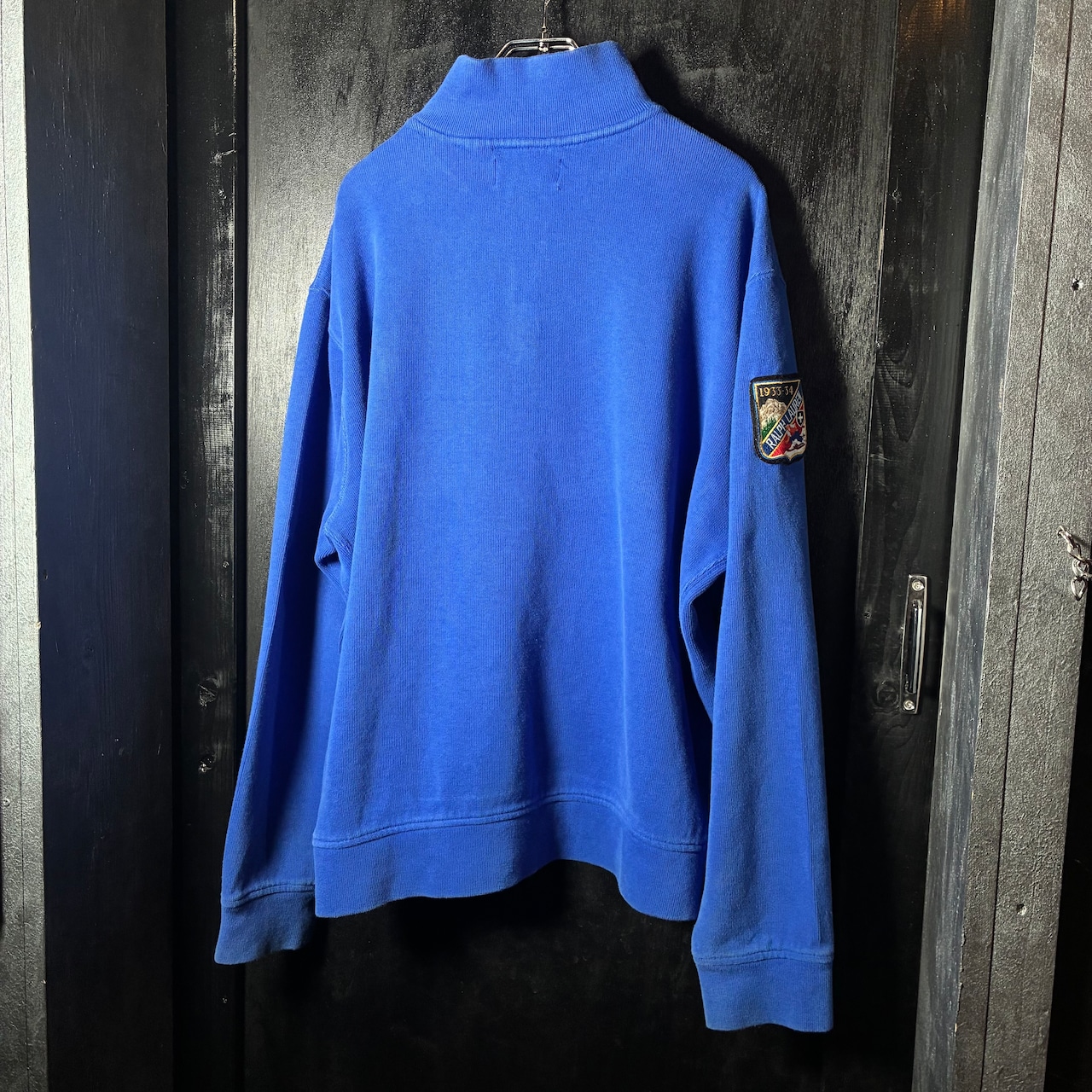 90s POLO RALPH LAUREN ハーフジップスウェット 青 刺繍ビッグポニー