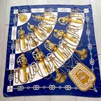 エルメススカーフ　Hermes　カレ90　Cliquetis シルクスカーフ　ネイビーブルー 12acdp1