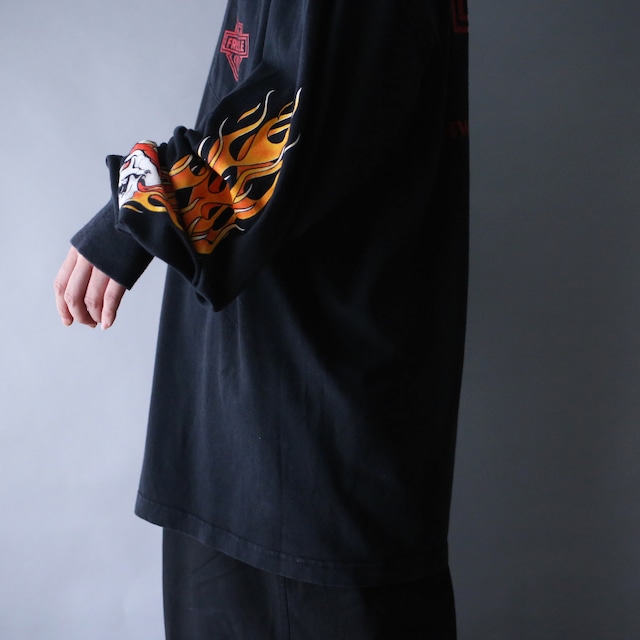 scull × fire sleeve design 360 full printed over  silhouette l/s tee