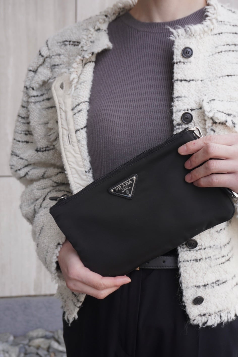 PRADA プラダ ハンドバッグ ブラック トライアングルロゴ ナイロン ポーチ vintage ヴィンテージ オールド wc2wgs