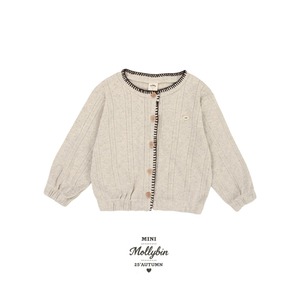 【Mollybin】アイレット刺繍カーディガン オートミール 80cm〜110cm