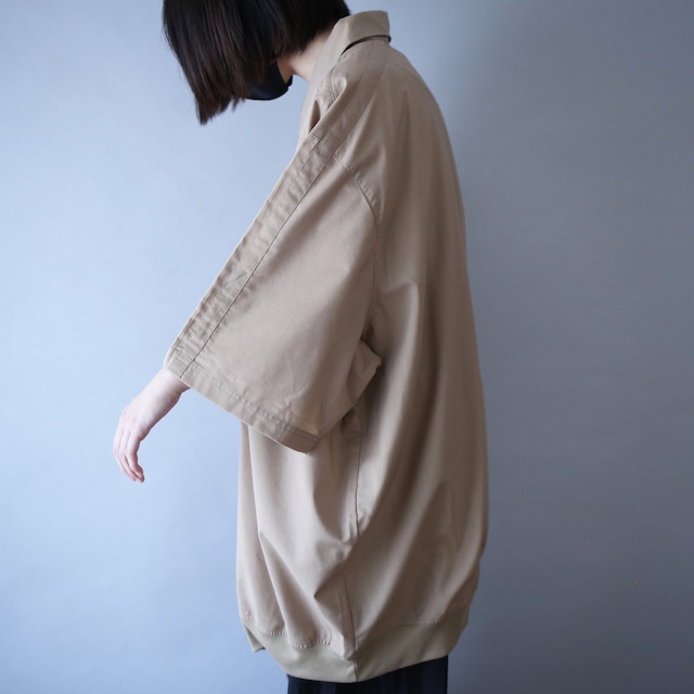 "KING SIZE" XXXL super over silhouette switching fabric h/s pullover