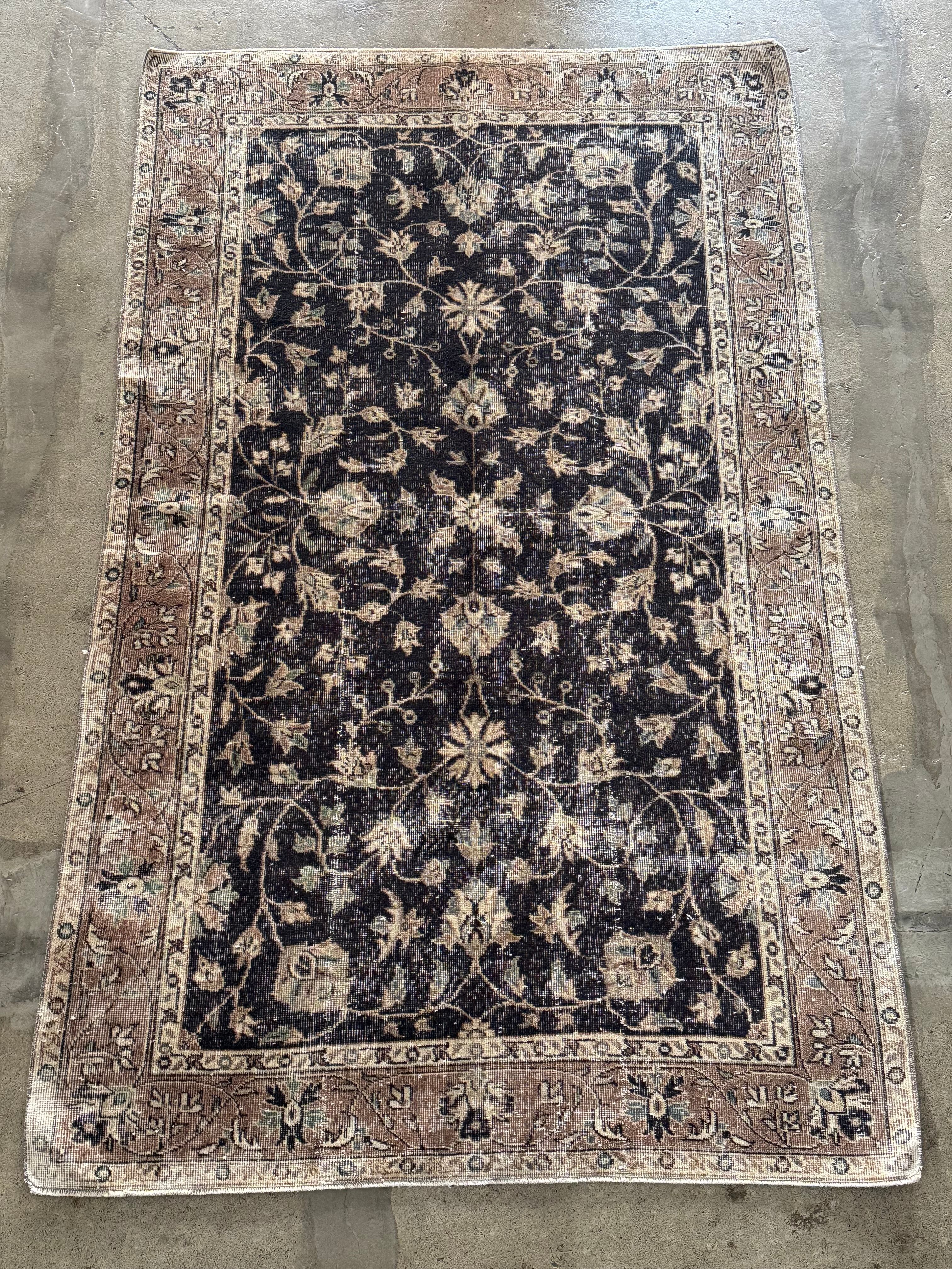 レア柄 flower ヴィンテージ トルコラグ トルコラグ 69×192m