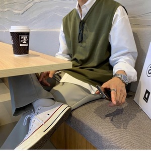 カジュアルシンプル無地シャツ　1211