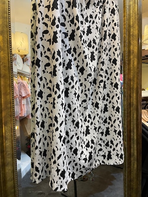 Dalmatian pattern long gather skirt
